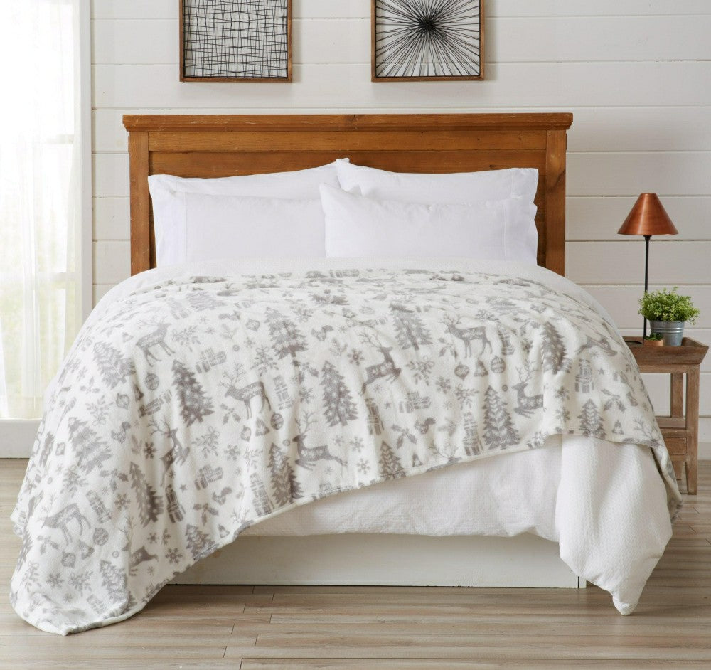 Plow & Hearth Velvet Throw Blanket - Pearl Collection