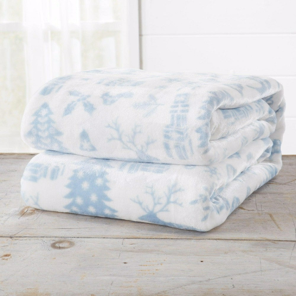 Plow & Hearth Velvet Throw Blanket - Pearl Collection