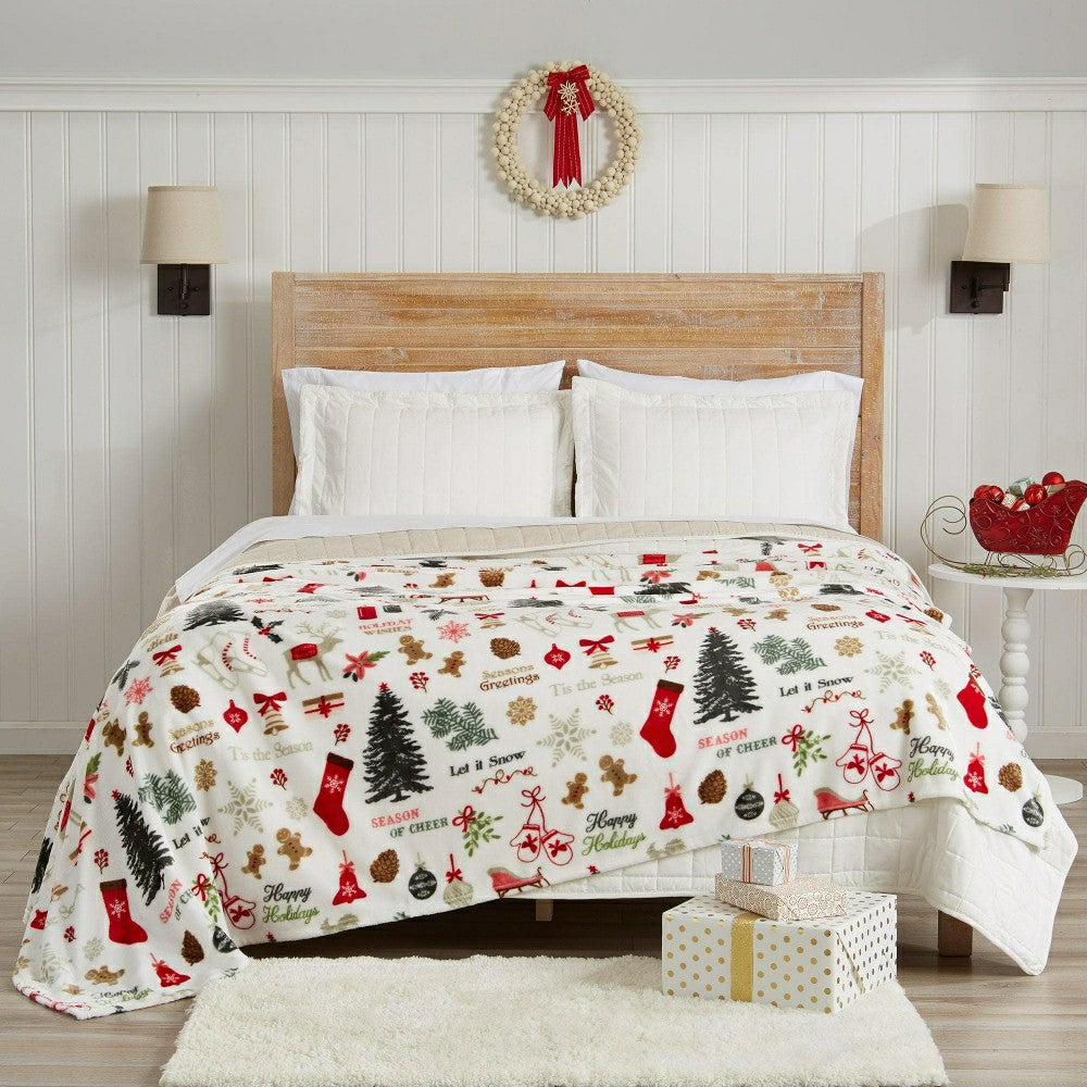 Plow & Hearth Velvet Throw Blanket - Pearl Collection