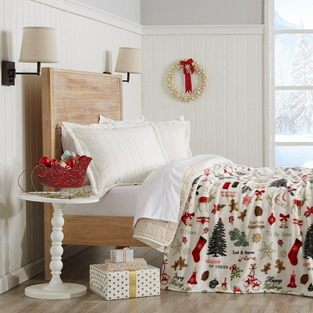 Plow & Hearth Velvet Throw Blanket - Pearl Collection
