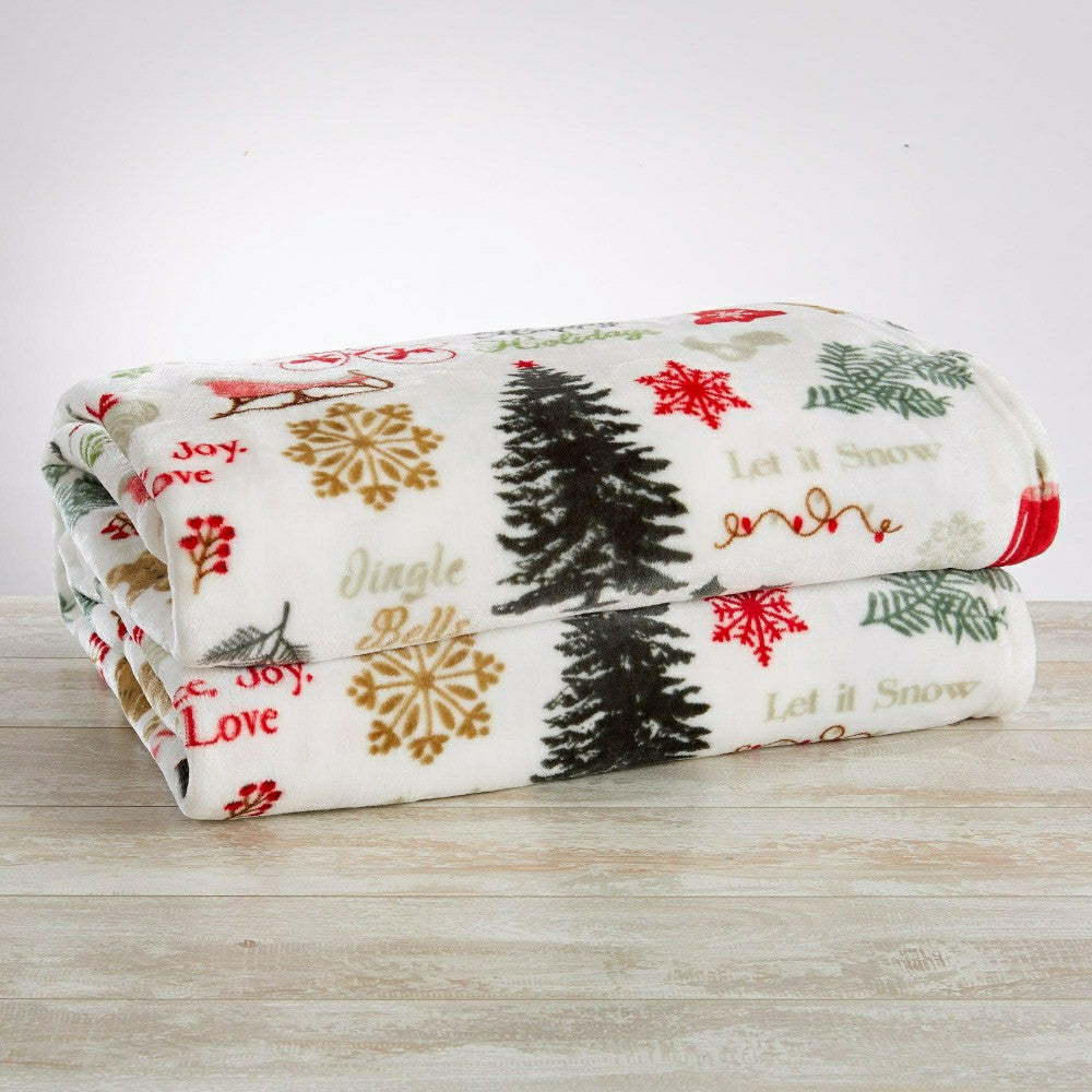 Plow & Hearth Velvet Throw Blanket - Pearl Collection