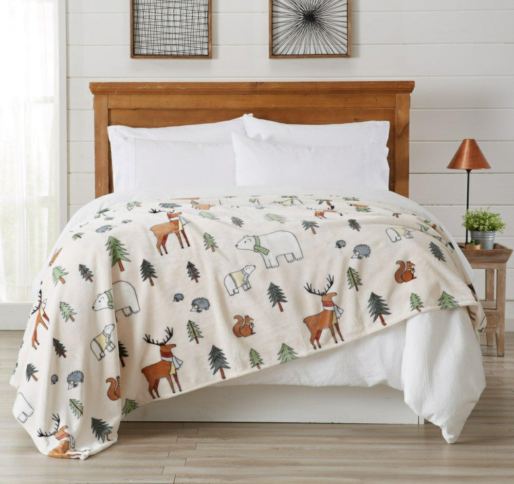 Plow & Hearth Velvet Throw Blanket - Pearl Collection