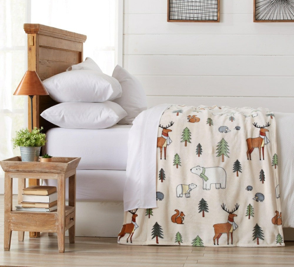Plow & Hearth Velvet Throw Blanket - Pearl Collection