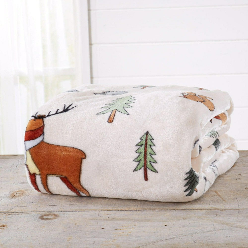Plow & Hearth Velvet Throw Blanket - Pearl Collection