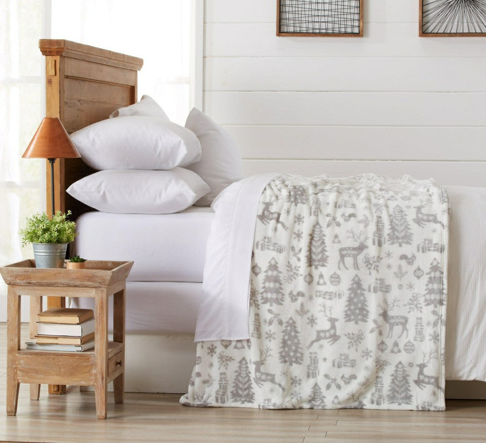 Plow & Hearth Velvet Throw Blanket - Pearl Collection