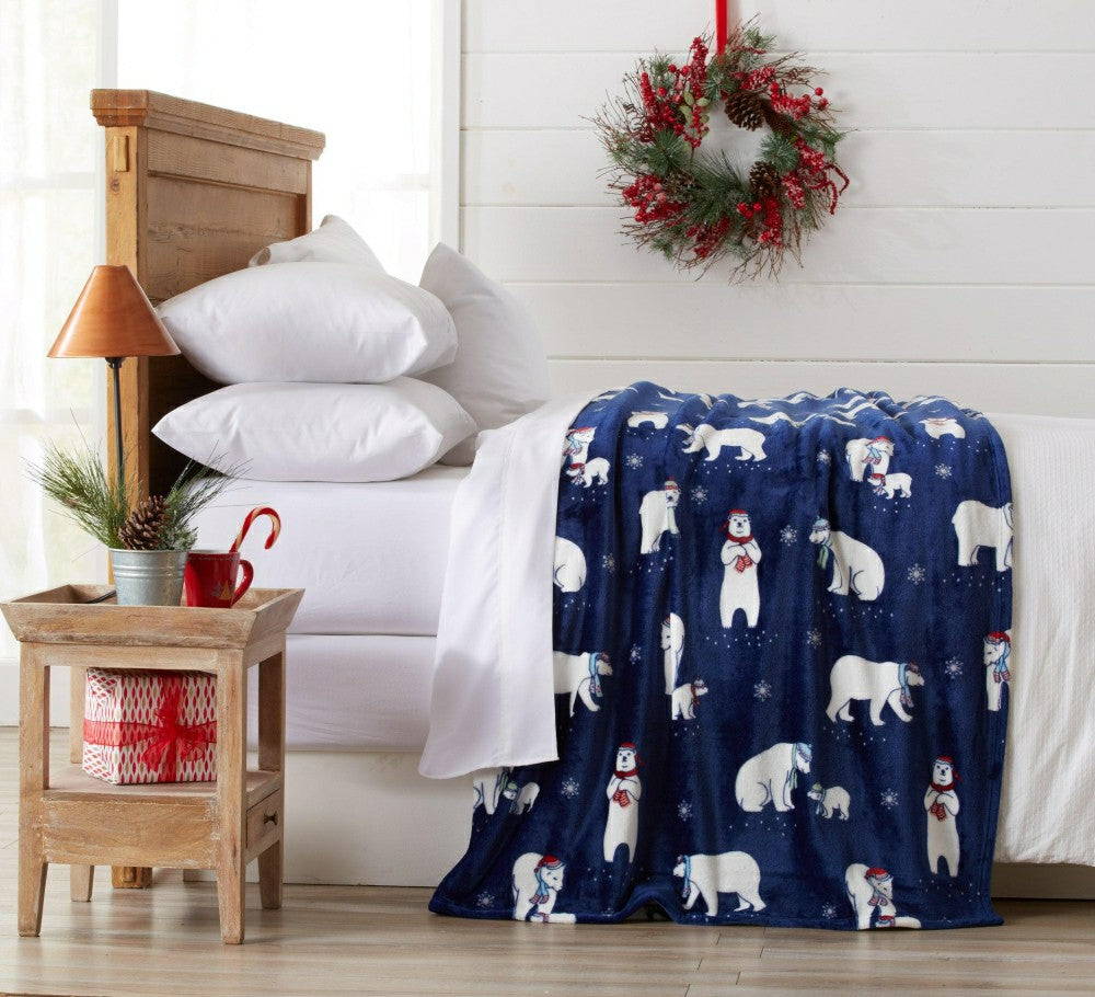 Plow & Hearth Velvet Throw Blanket - Pearl Collection