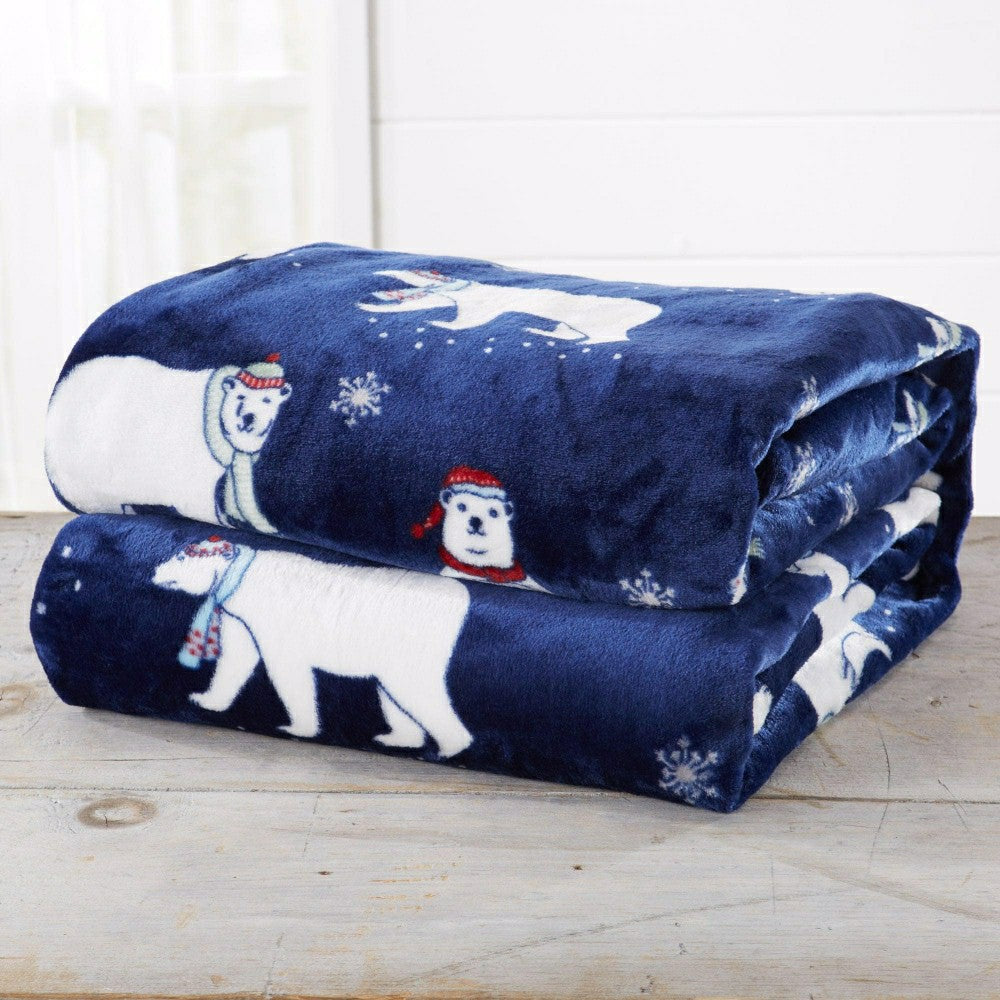 Plow & Hearth Velvet Throw Blanket - Pearl Collection