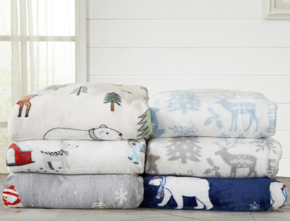 Plow & Hearth Velvet Throw Blanket - Pearl Collection