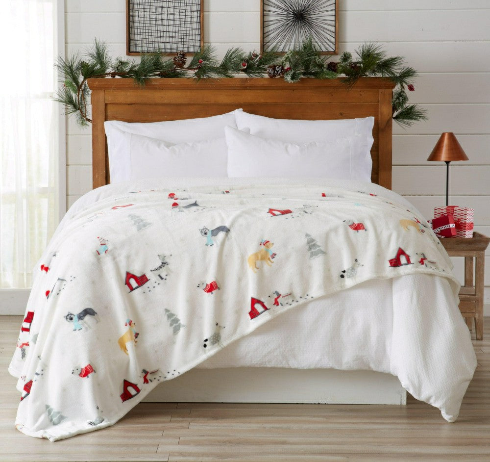 Plow & Hearth Velvet Throw Blanket - Pearl Collection