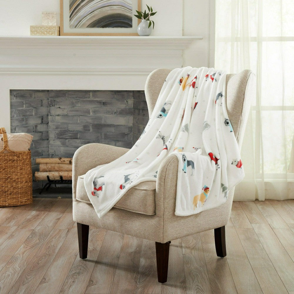 Plow & Hearth Velvet Throw Blanket - Pearl Collection