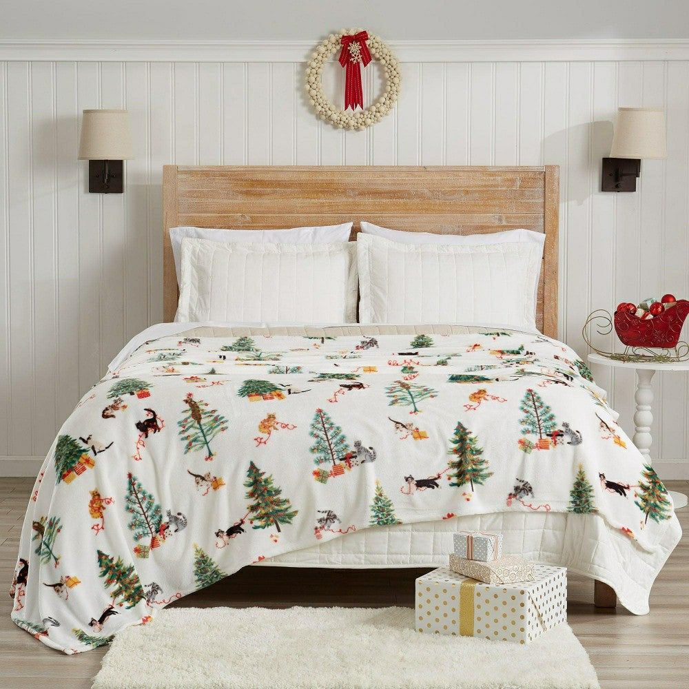 Plow & Hearth Velvet Throw Blanket - Pearl Collection