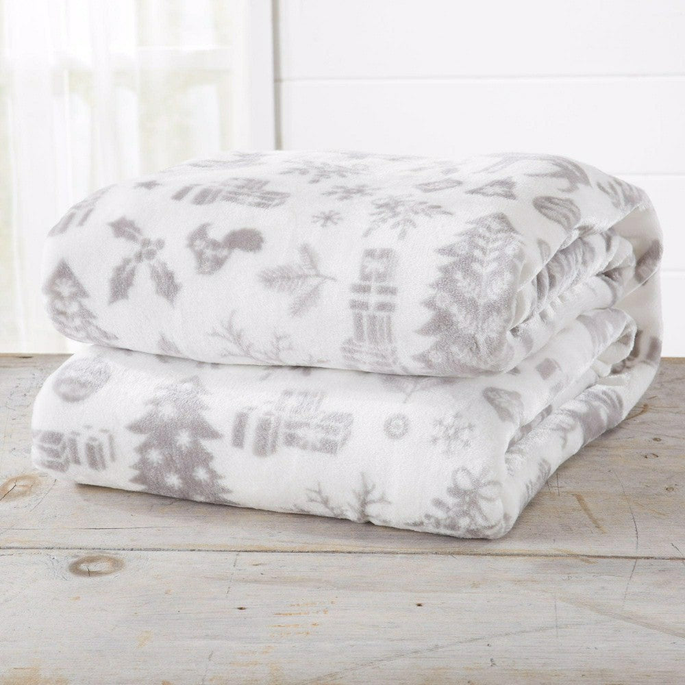 Plow & Hearth Velvet Throw Blanket - Pearl Collection