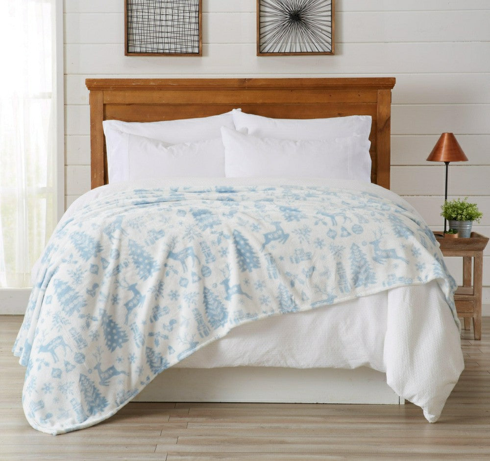 Plow & Hearth Velvet Throw Blanket - Pearl Collection