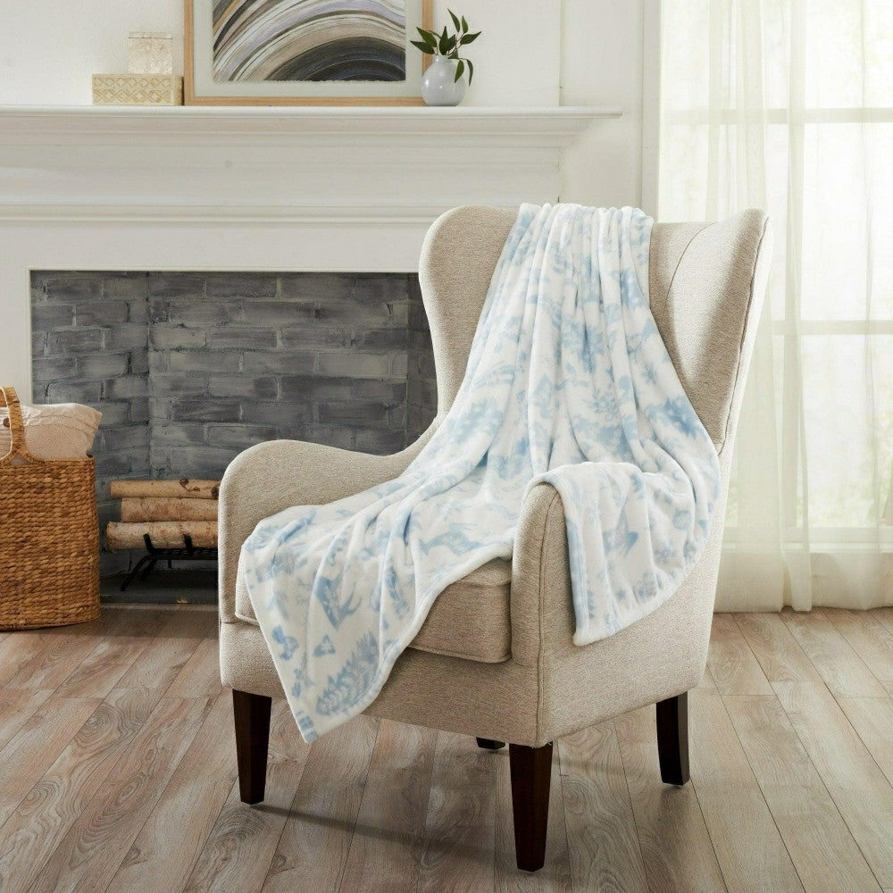Plow & Hearth Velvet Throw Blanket - Pearl Collection
