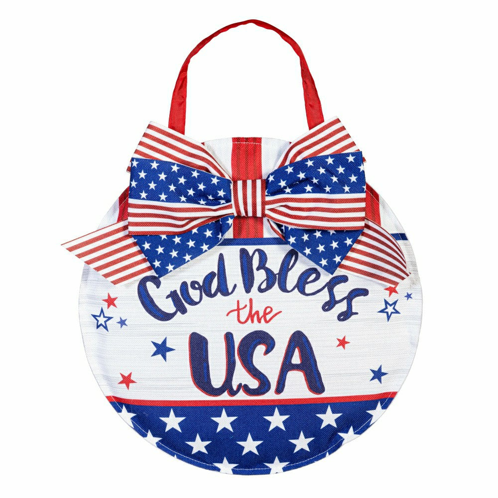 Plow & Hearth Bless The USA Bow Door Decor