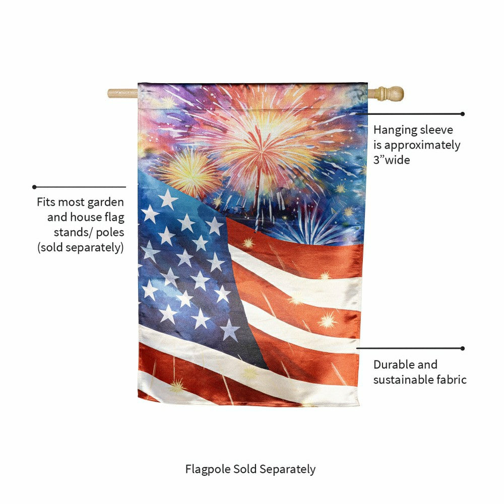 Plow & Hearth American Classic Fireworks Lustre House Flag
