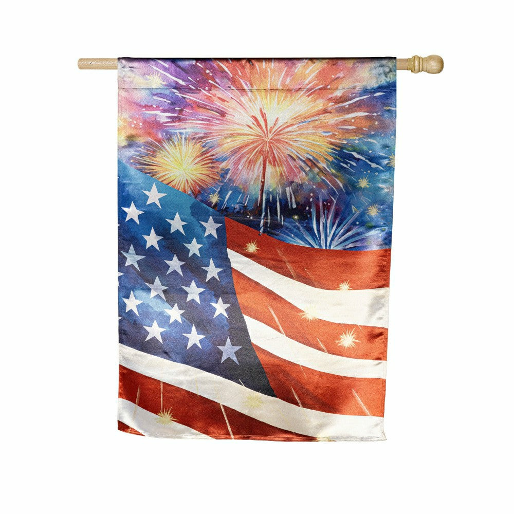 Plow & Hearth American Classic Fireworks Lustre House Flag