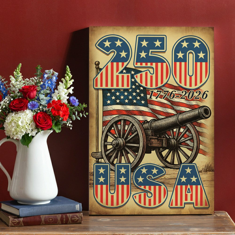 Plow & Hearth Red White & Bloom Indoor Wood Wall Décor, 250USA, 24"x16"
