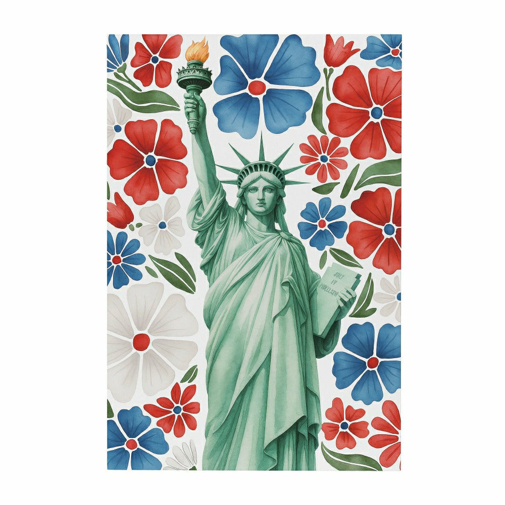 Plow & Hearth Red White & Bloom Indoor Wood Wall Décor, Statue of Liberty 24"x16"