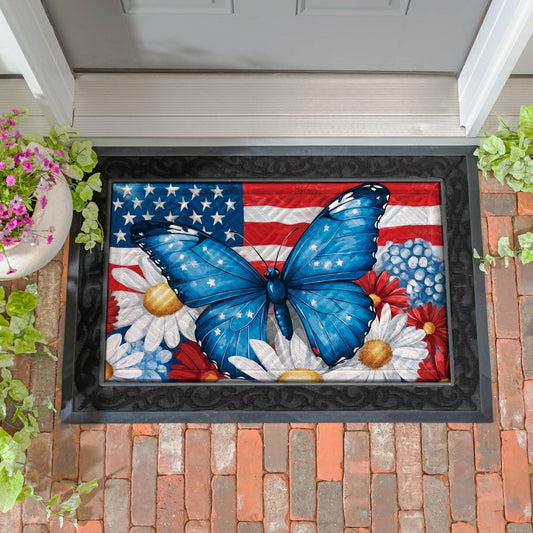 Plow & Hearth Patriotic Butterfly Embossed Mat