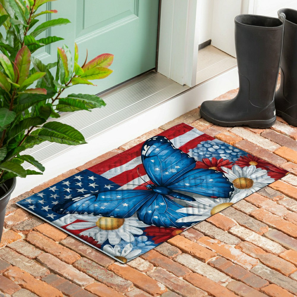 Plow & Hearth Patriotic Butterfly Embossed Mat
