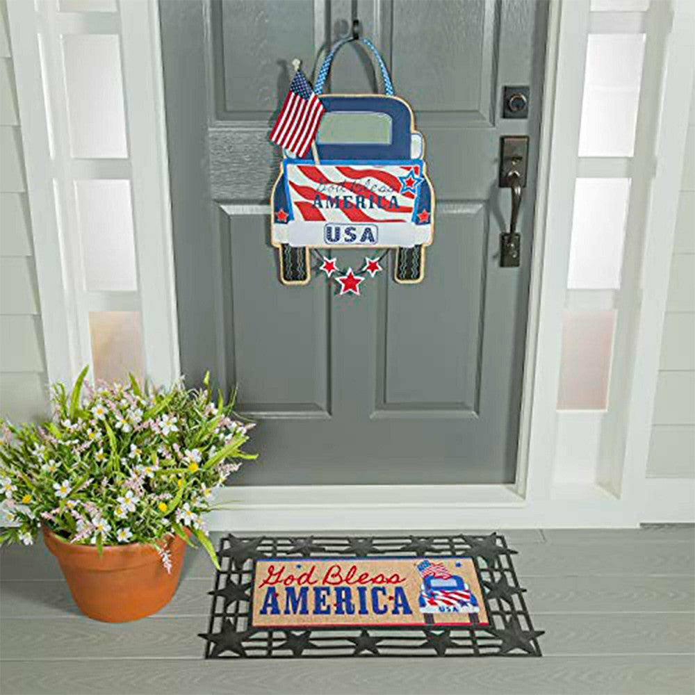 Plow & Hearth Patriotic Door Decor and Sassafras Mat Set