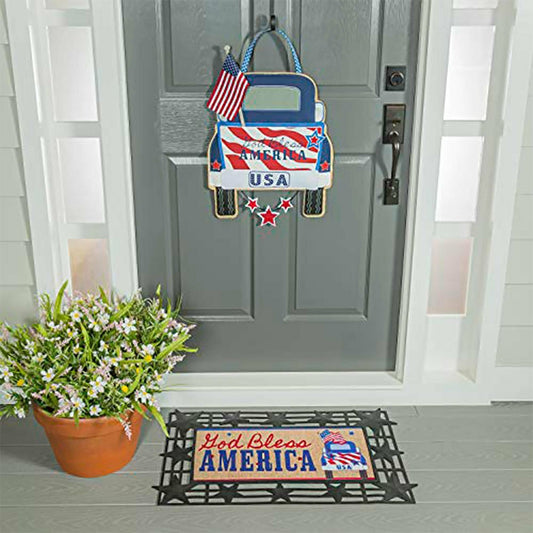 Plow & Hearth Patriotic Door Decor and Sassafras Mat Set