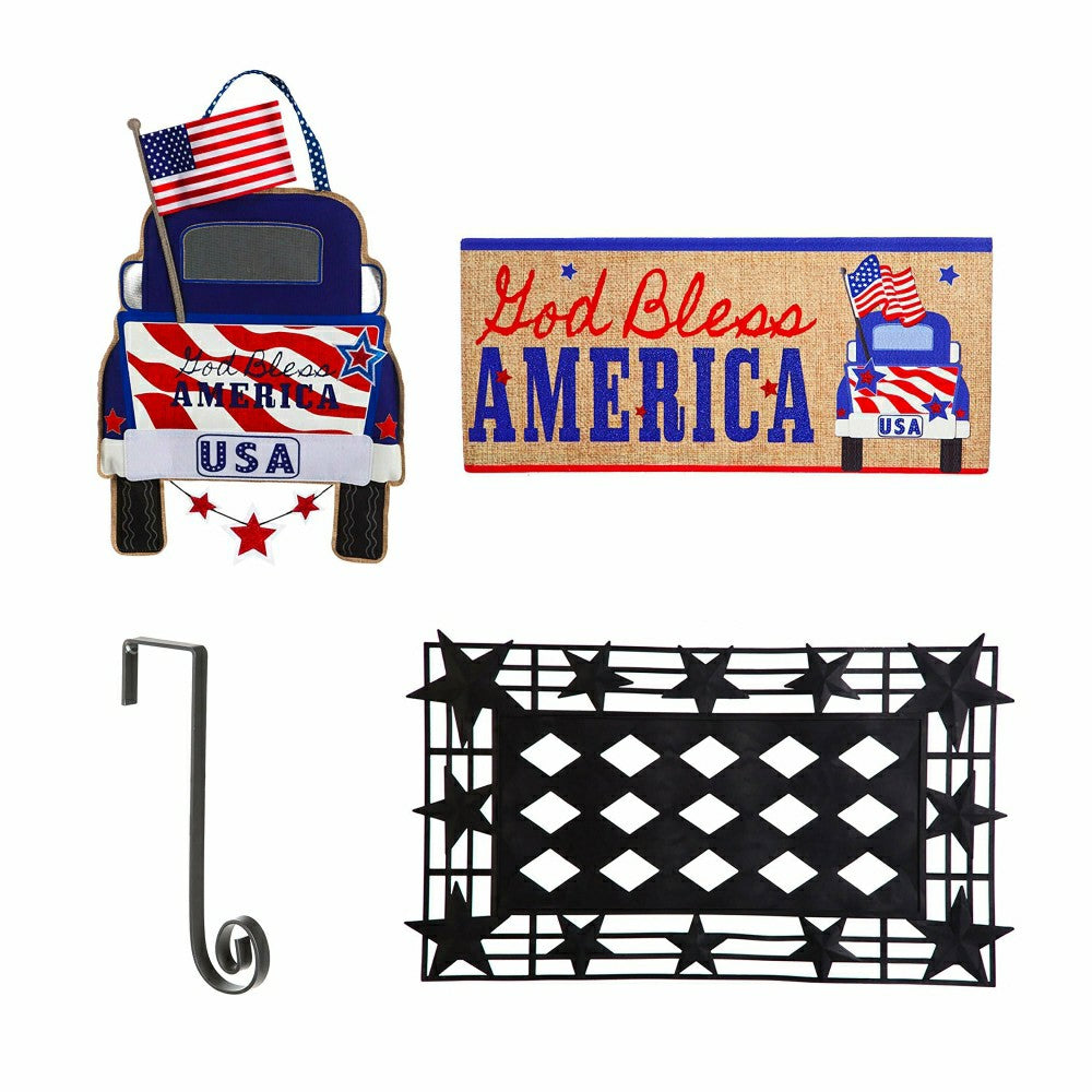 Plow & Hearth Patriotic Door Decor and Sassafras Mat Set