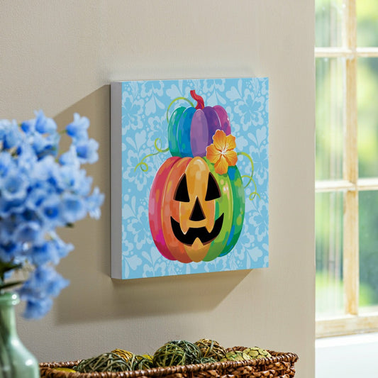 Plow & Hearth Summerween Indoor Wall Decor, Tropical Jack O'Lantern, 12" L x 12" H