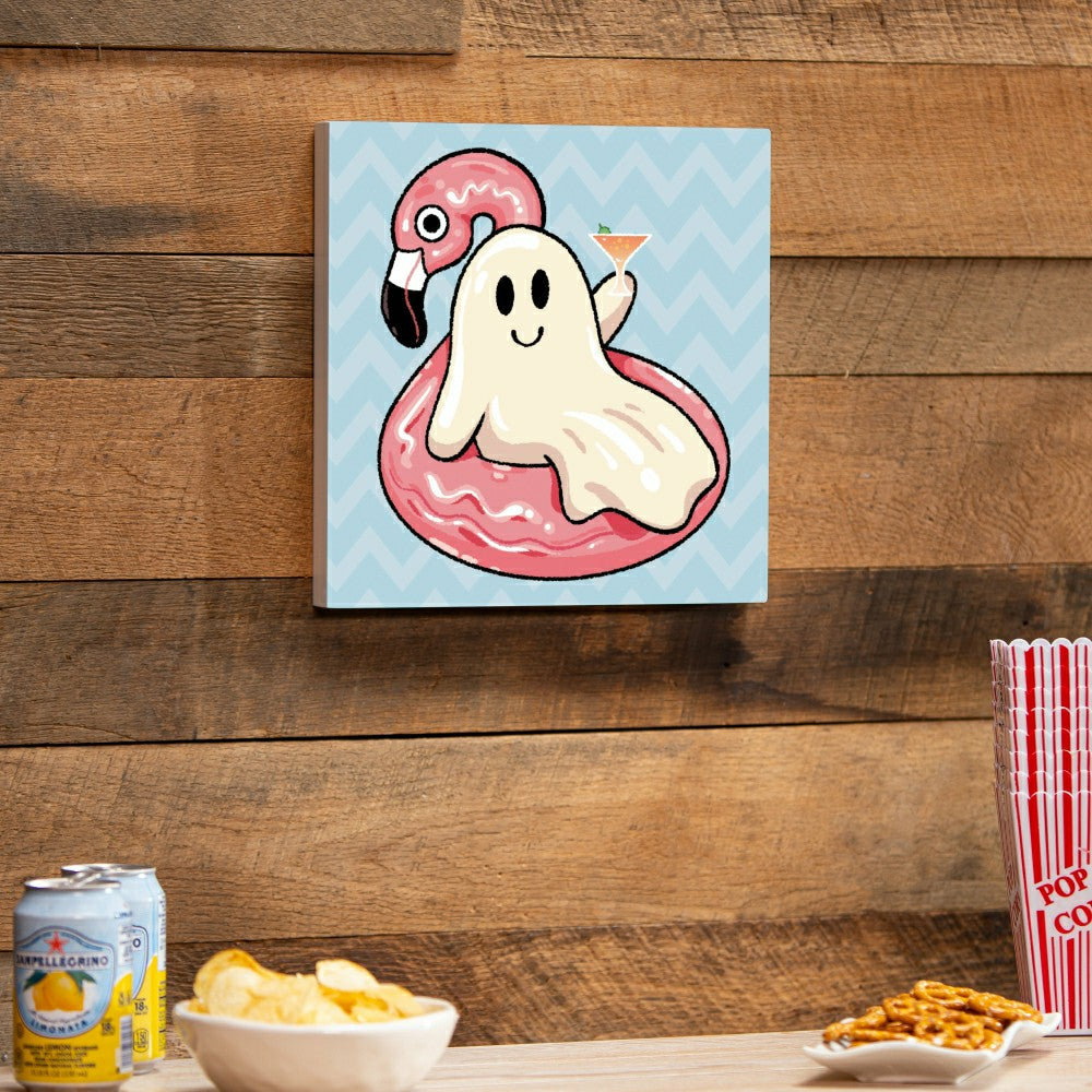 Plow & Hearth Summerween Indoor Wall Decor, Ghost in the Pool, 12" L x 12" H