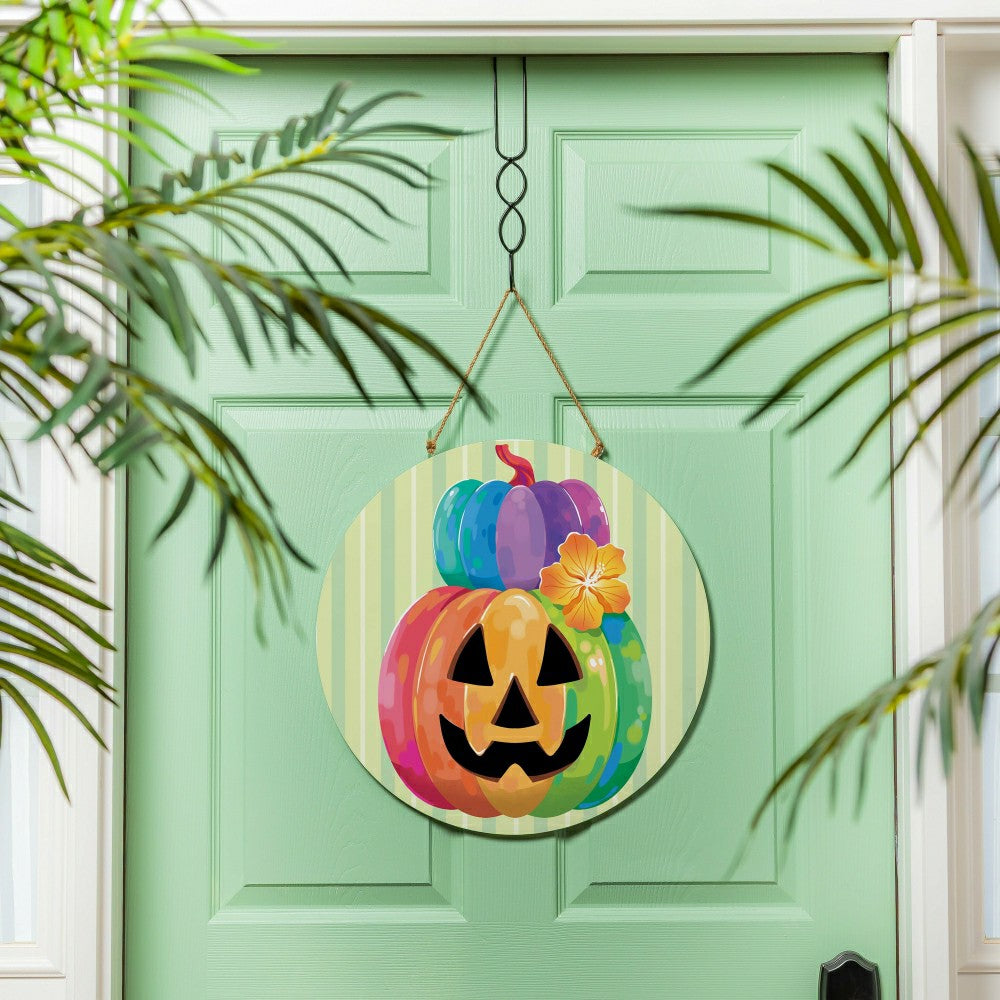 Plow & Hearth Summerween Tropical Jack O'Lantern, 18" Door Décor
