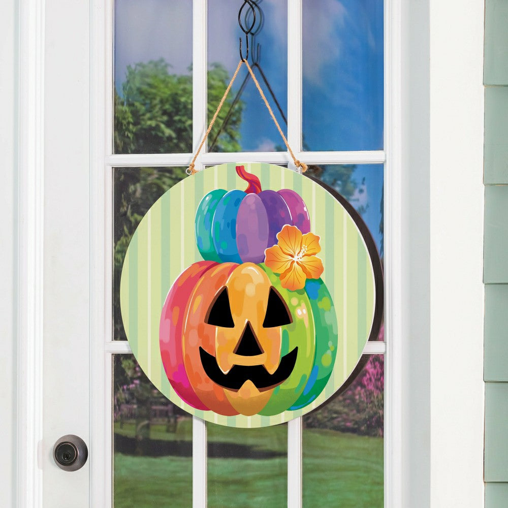 Plow & Hearth Summerween Tropical Jack O'Lantern, 18" Door Décor