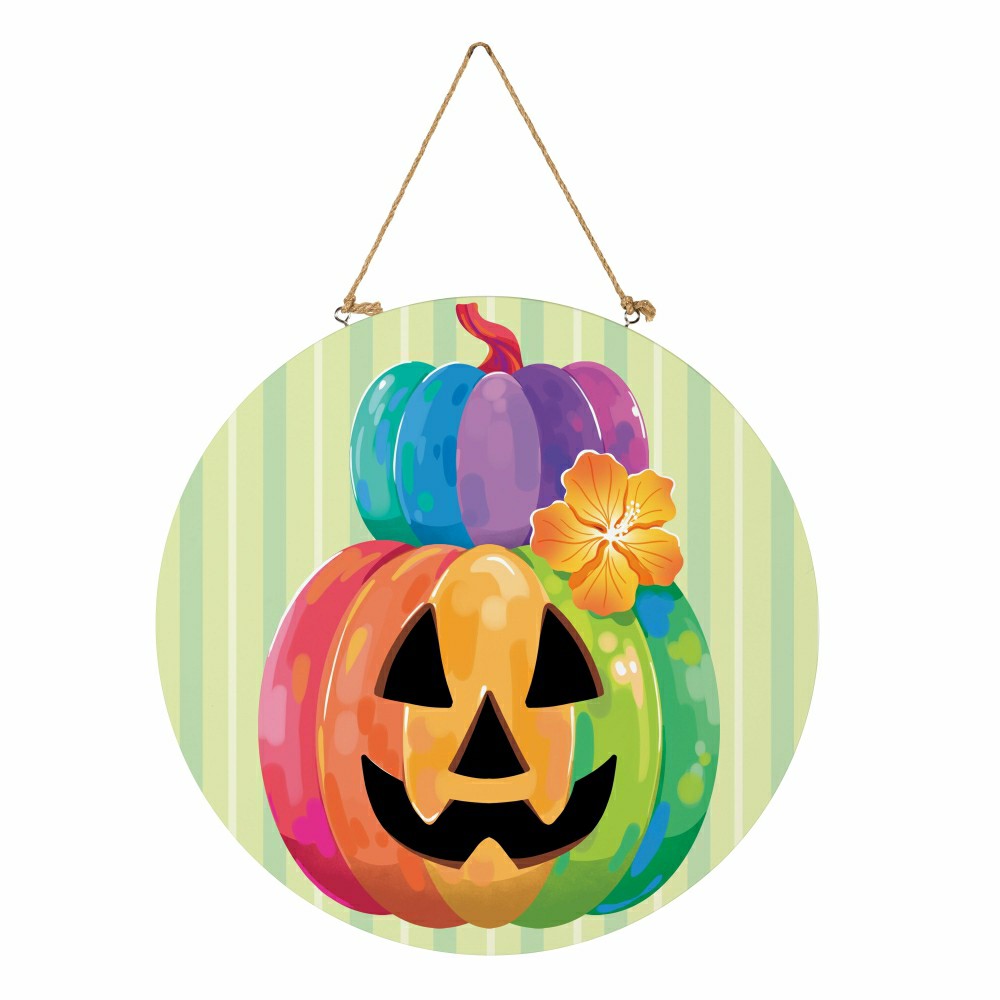 Plow & Hearth Summerween Tropical Jack O'Lantern, 18" Door Décor