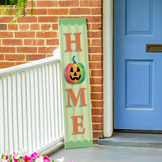 Plow & Hearth Summerween Porch Leaner, Tropical Jack O' Lantern "Welcome", 46"H