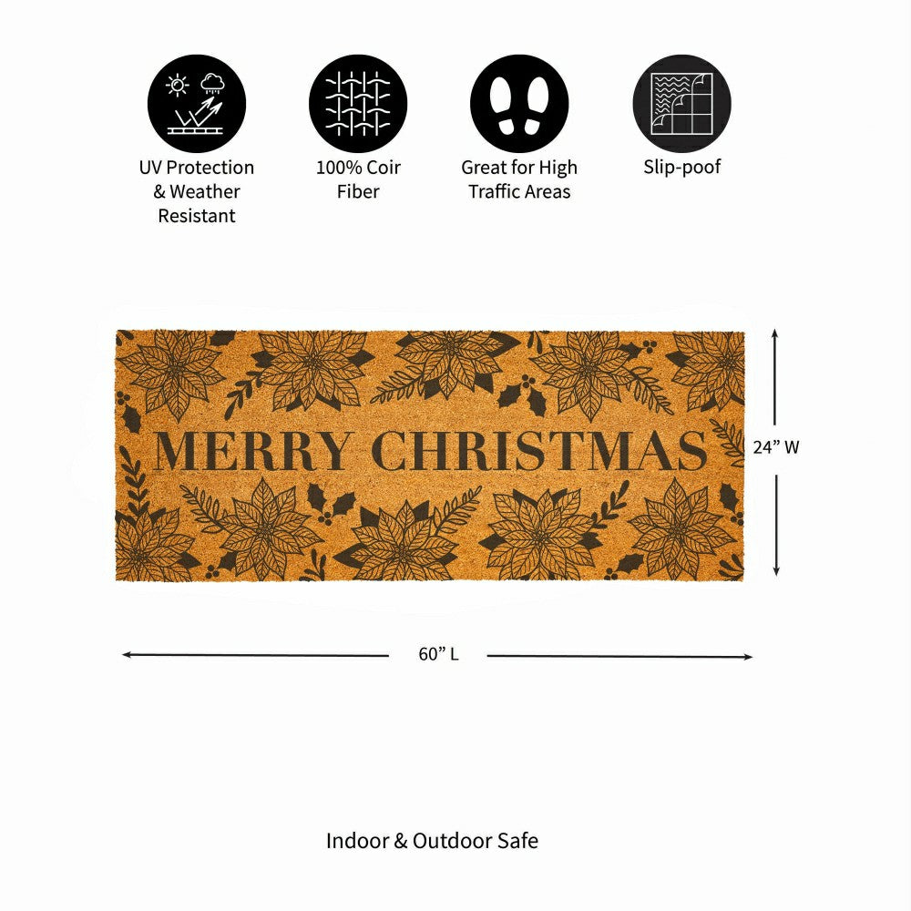 Plow & Hearth Coir Mat, "MERRY CHRISTMAS", 60"x24"