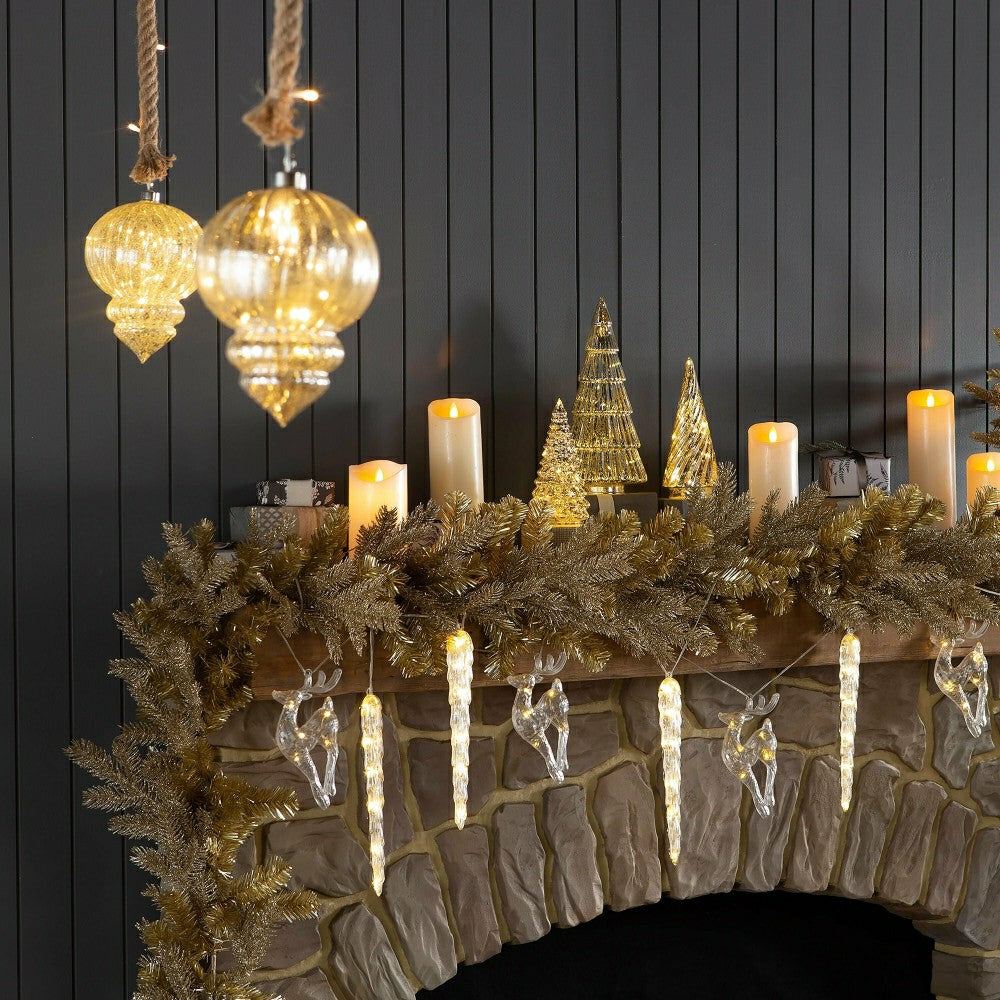 Plow & Hearth Glimmering Glass LED Holiday Trees, Set of 5