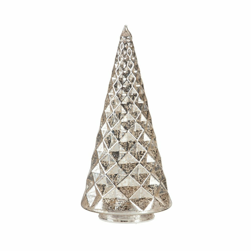 Plow & Hearth Glimmering Glass LED Holiday Trees, Set of 5