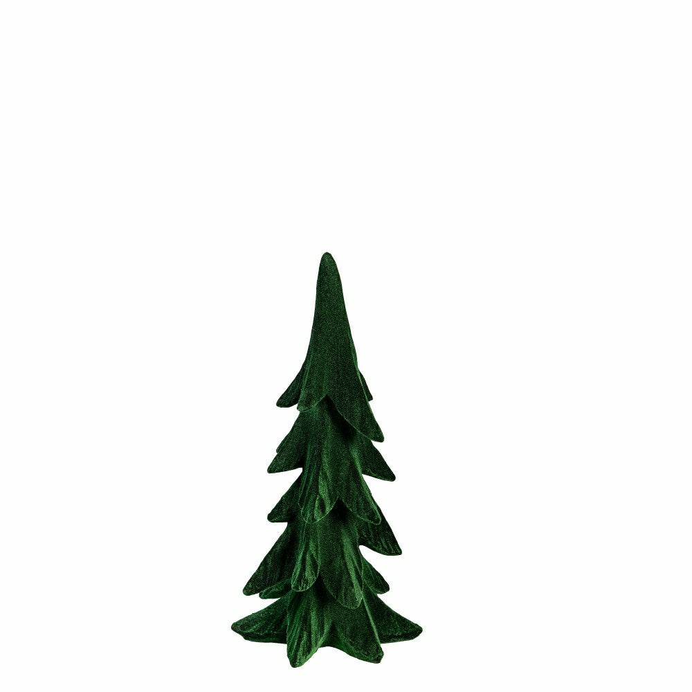 Plow & Hearth Shades of Emerald Table Décor Tree Flocked Resin Set