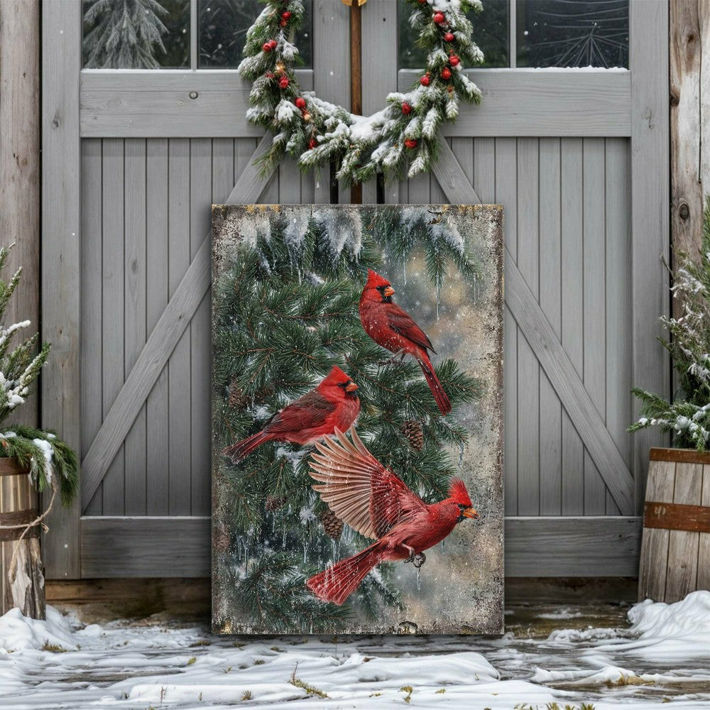 Plow & Hearth Vintage Cardinal Christmas Wall Art