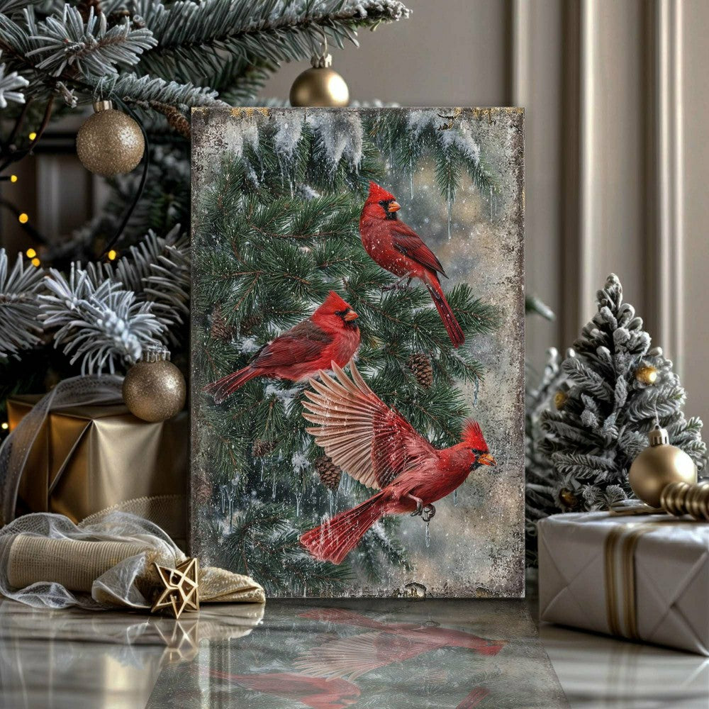 Plow & Hearth Vintage Cardinal Christmas Wall Art