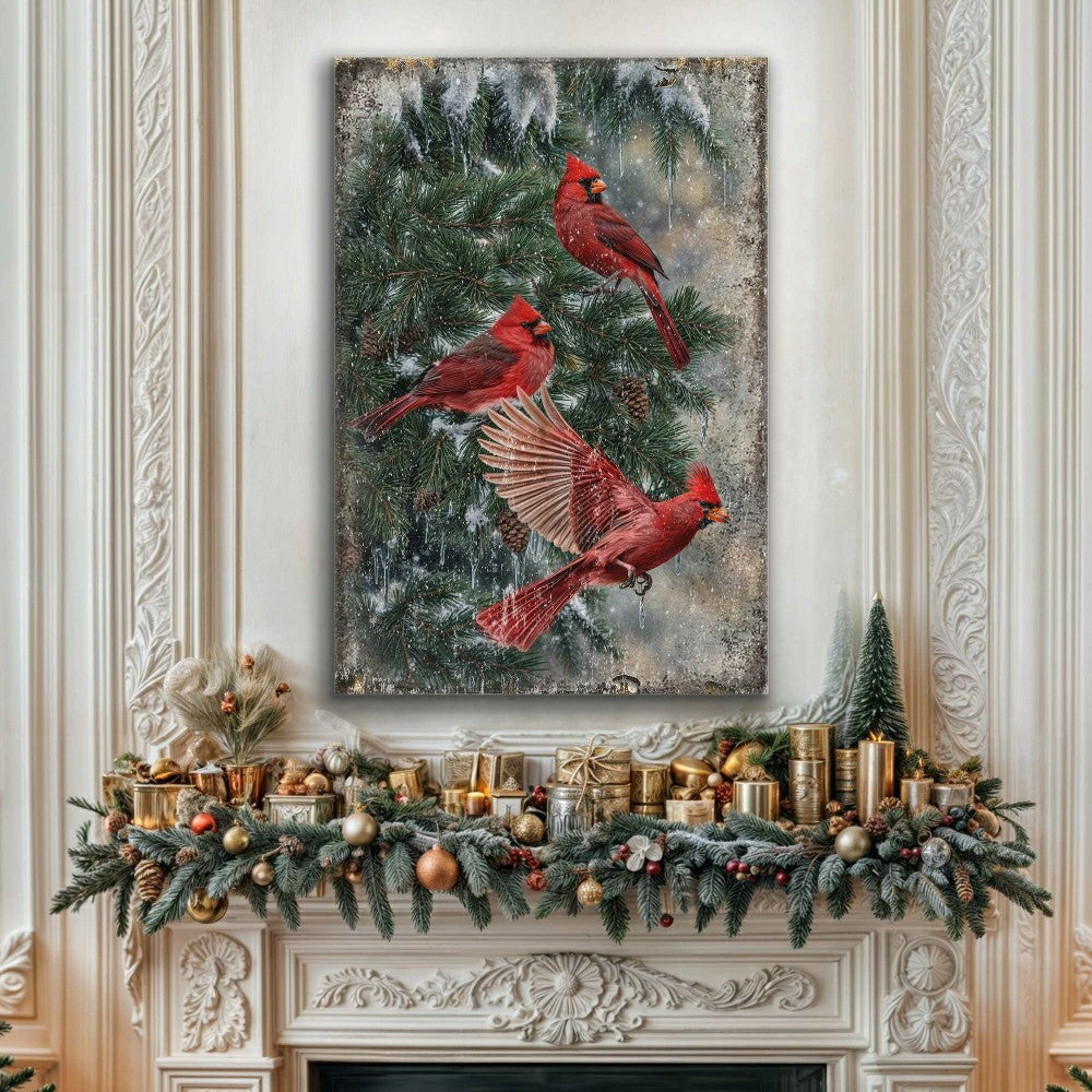 Plow & Hearth Vintage Cardinal Christmas Wall Art