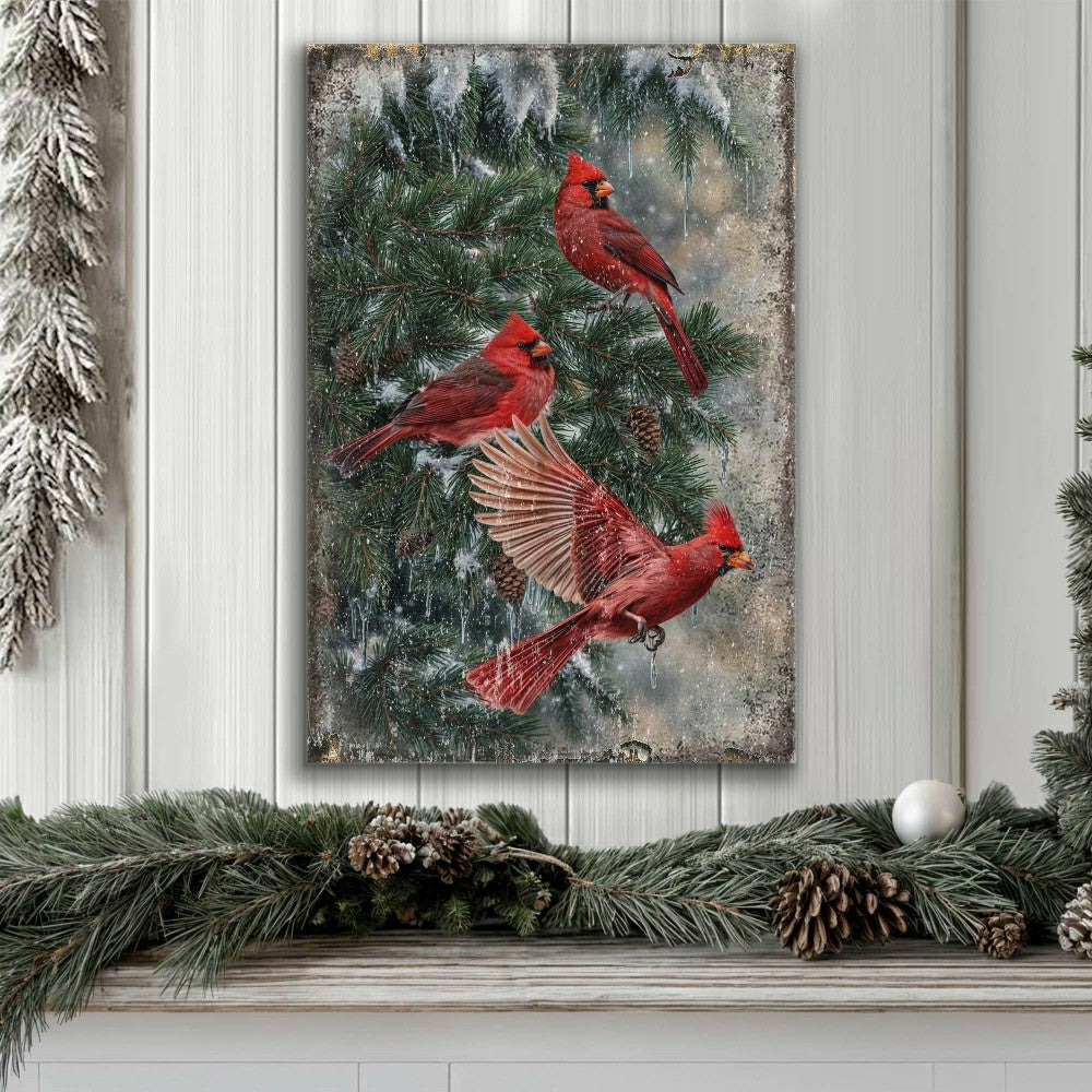 Plow & Hearth Vintage Cardinal Christmas Wall Art