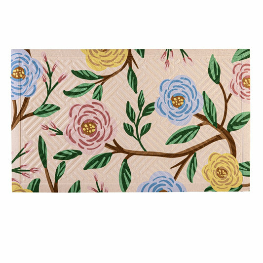 Plow & Hearth What She Shed Floral Embossed Mat