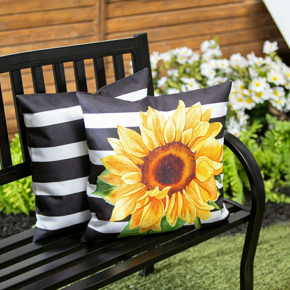 Plow & Hearth Striped Sunflowers Pillow Cover