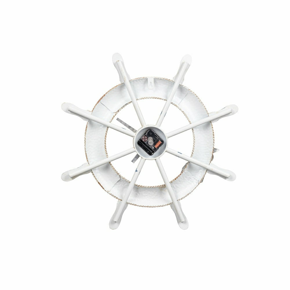 Plow & Hearth Blue Coastal Outdoor Wall Decor, Metal, Nautical Clock, 21" L x 21" H
