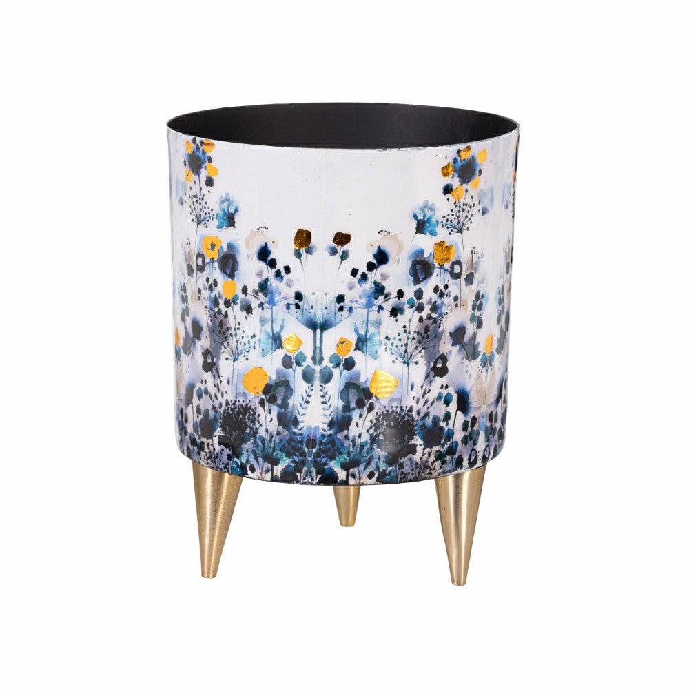 Plow & Hearth VivaStyle Gilded Meadow Planter with Gold Feet, Planter with Stand, Se