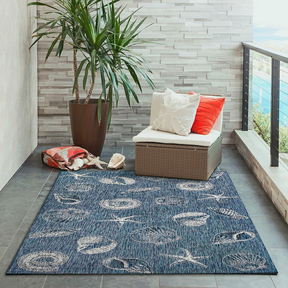 Plow & Hearth Indoor/Outdoor Textured Shells Polypropylene Rug, 4'10" x 7'6"