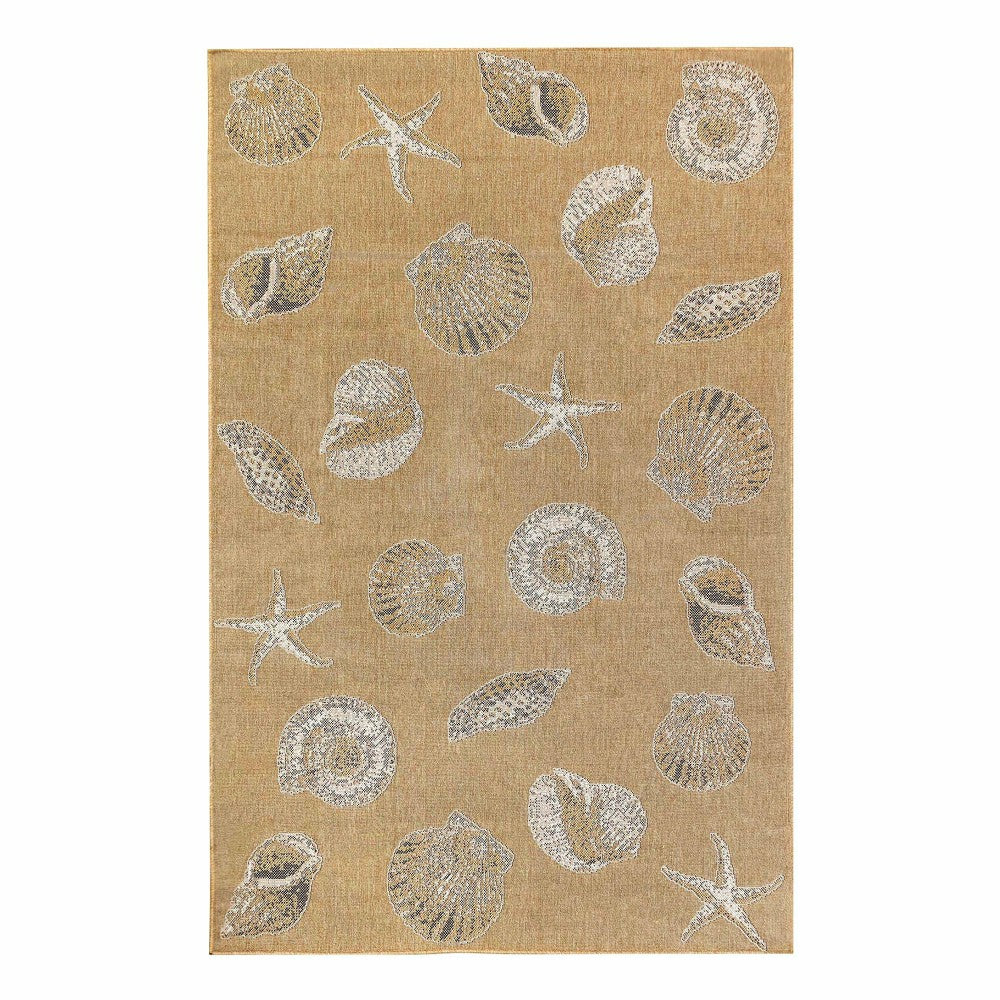 Plow & Hearth Indoor/Outdoor Textured Shells Polypropylene Rug, 4'10" x 7'6"