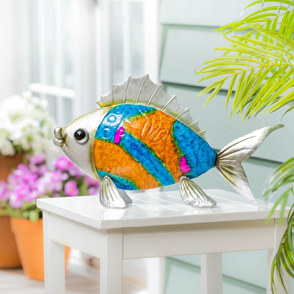 Plow & Hearth Metal Gradient Fish Garden Statue