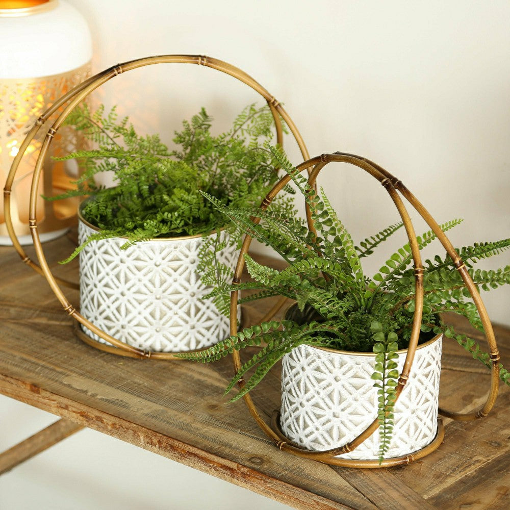 Plow & Hearth Metallic Tabletop Planters Set of 2